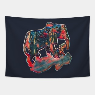 cute mummy and baby elephant Tapestry