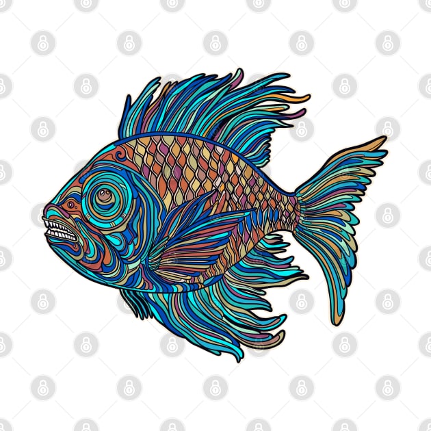 Light blue colorful fish drawing by DaveDanchuk