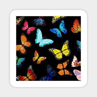 Colorful butterflies dark blue background Magnet