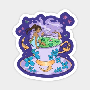 Kawaii Anime Black Girl Magic Tea Magnet