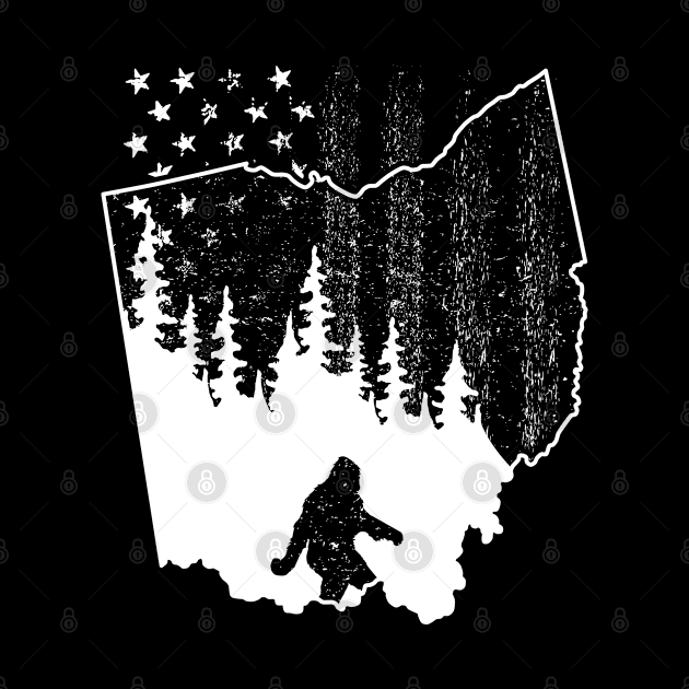 Ohio Bigfoot American Flag by Tesszero