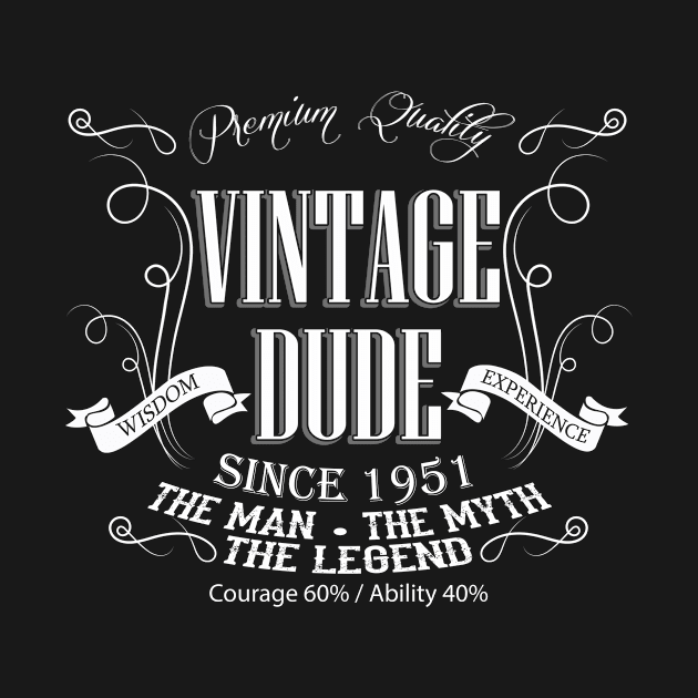 Vintage Dude 65 since 1951 – 65th birthday gift for men by AwesomePrintableArt