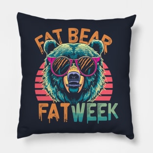 fat bear week retrowave Pillow