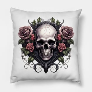 Gothic Skull Roses Pillow