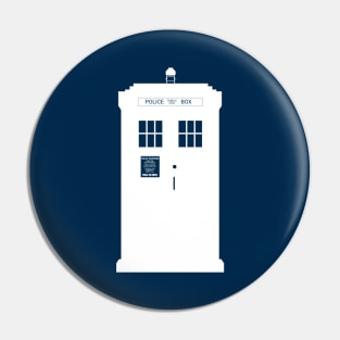 Simple White Tardis Silhouette Pin