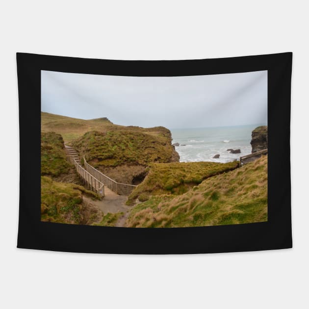 Trevelgue Head Cliffs Tapestry by AlexaZari