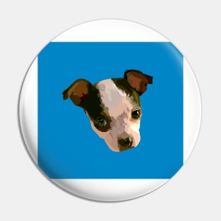 Cute Puppy Face Drawing in Blue Pin