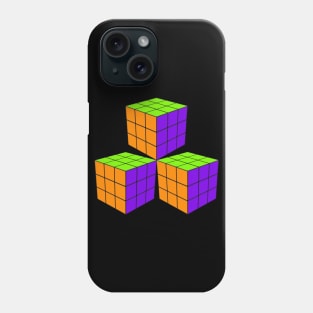 Three Rubik Cubes in a Triangle - Orange, Green and Purple Phone Case