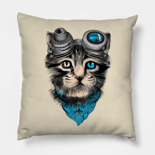 steampunk cat Pillow by kidzgn