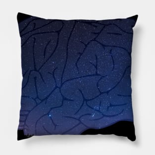 night sky brain silhouette Pillow