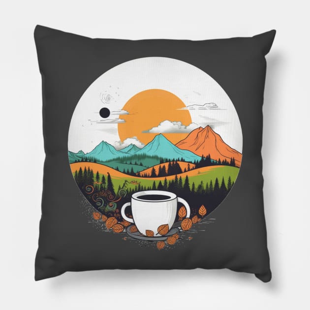 Nature, coffee, serenity, peace. Pillow by CreativeWidgets