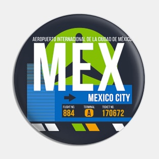 Mexico City (MEX) Airport // Retro Sunset Baggage Tag Pin