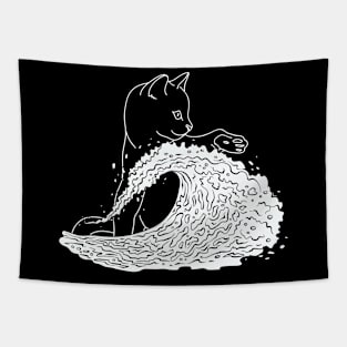 Cat and Waves Tapestry