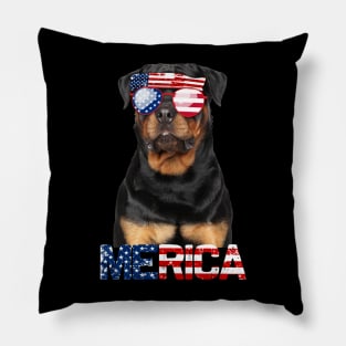 Merica Rottweiler Dog American Flag 4Th Of July Pillow