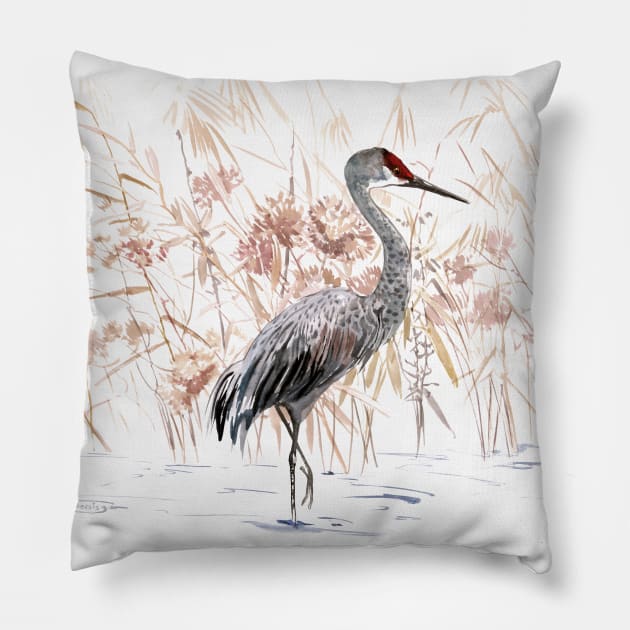 Sandhill Crane in Florida Pillow by surenart