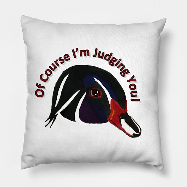 Judgemental Mallard Pillow by Snobunyluv