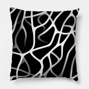 Monochrome Elegance: White Abstract Lines on Black Pillow