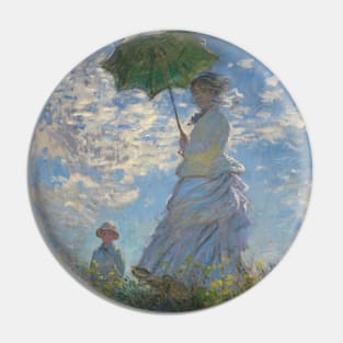 Woman with a Parasol - Madame Monet and Her Son by Claude Monet Pin