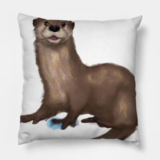 Cute Otter Drawing Pillow