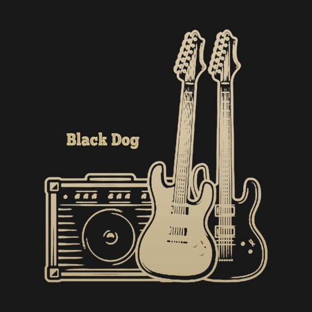 Black Dog Playing With Guitars by Stars A Born