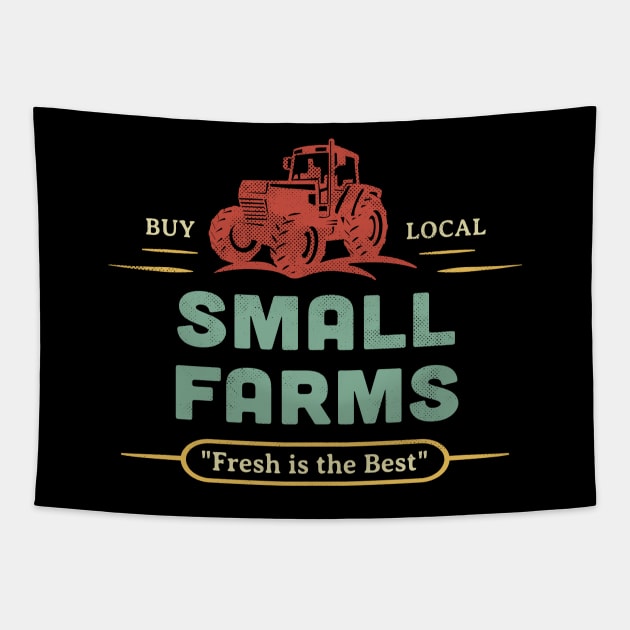 Small Farms Buy Local Outdoor Market Tractor Farmers Retro Tapestry by Pine Hill Goods