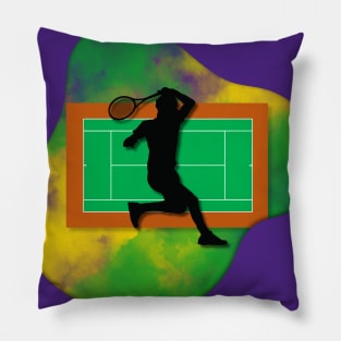 Tennis Player with Tennis Court Background and Wimbledon Colours 2 Pillow