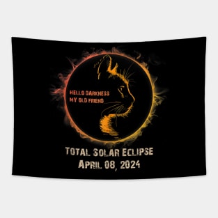 Hello Darkness My Old Friend Cat Solar Eclipse April 08 2024 Tapestry