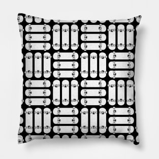 Skateboard Rows Pattern Black and White Pillow