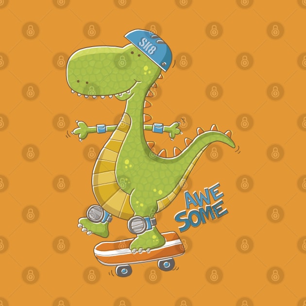 Dinosaur Skateboarding by vaughanduck