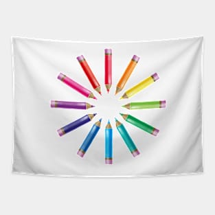 Rainbow pencils - Circle Tapestry