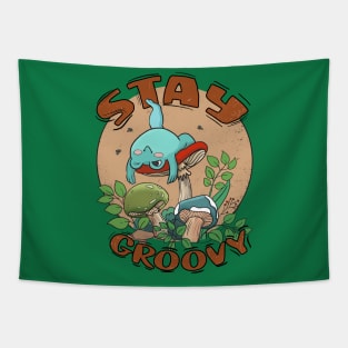 Stay Groovy - Frog Themed Retro Vibe Tee Tapestry