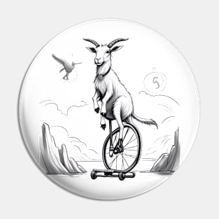 Goat on a unicycle Pin