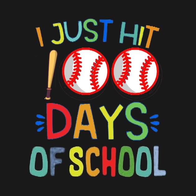 I just hit 100 days of School baseball 100th day Boys Funny by MARBBELT