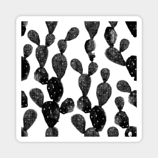 Watercolor Cacti - black and white Magnet