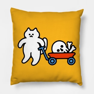 Cat and Skull Wagon Pillow