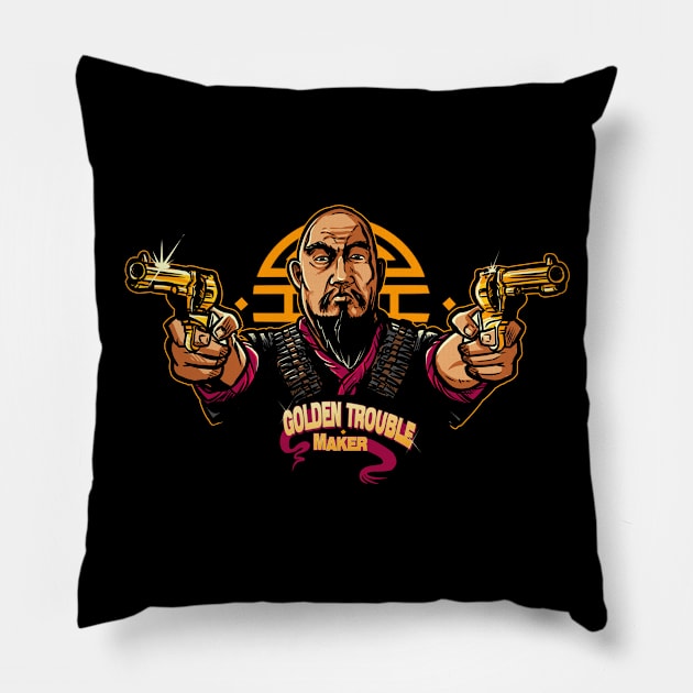 Golden Trouble Maker Pillow by AndreusD