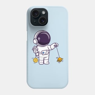 Cute Astronaut Playing Planet And Moon Yoyo Cartoon Phone Case