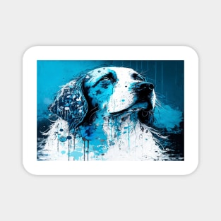 Abstract Splash Painting Of A Dog In Blue And White Colours Magnet