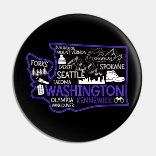 Washington Kennewick cute map Tacoma Forks Spokane Pin