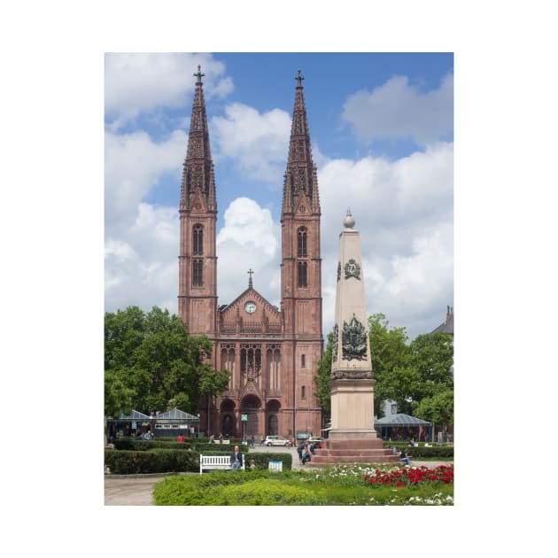 Luisenplatz with Waterloo Obelisk and St. Bonifatius Church, Wiesbaden by Kruegerfoto