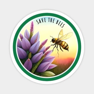 Save The Bees Honeybee and Flowers Magnet