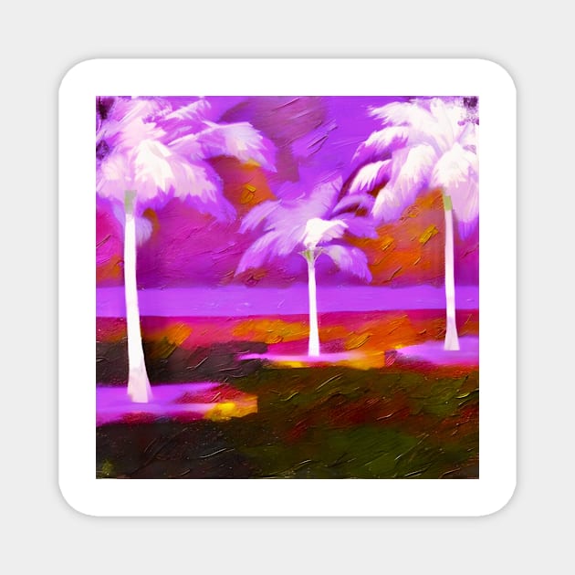 White Palms on Purple Magnet by DANAROPER