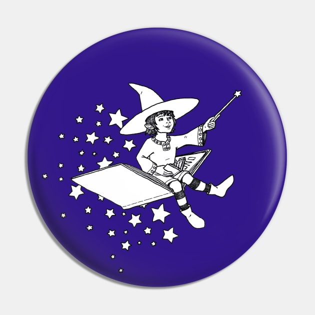 Book Wizard Pin by MarinaIllustration