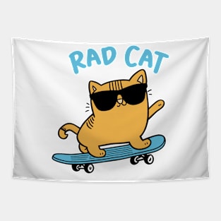 Rad Cat Skateboarding Tapestry