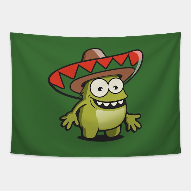 Chupacabra Bright Colorful Fun Mexican Monster Tapestry by SilverfireDesign