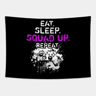 Cool Eat Sleep Squad Up Repeat Gamer Live Streamer Tapestry