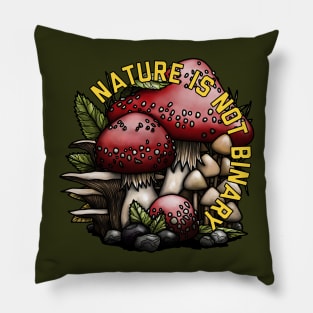 Nature Is Not Binary Fungi Red Pillow