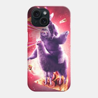 Laser Eyes Space Cat Riding Sloth, Llama - Rainbow Phone Case