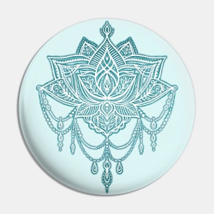 Art Deco Doodle Chandelier Lotus in Textured Teal Pin