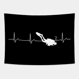 Diving Heartbeat Love Scuba Diver Gift Idea Tapestry